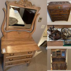 MaxSold Auction: This online auction features furniture such as a dresser, Asian carved chest, kitchen chairs, carved chest, hutch and more, fine bone china, flatware, ceramic artwork, opera glasses, decor, linens, jewelry storage, kitchenware, Royal Worcester serving ware, garden pots and much more!