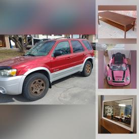 MaxSold Auction: This online auction features 2005 Ford Escape Hybrid, furniture such as Gibbard MCM coffee table, solid wood dining table, suede sofa, and tallboy dresser, hockey goalie gear, fishing equipment, wall art, yard tools and much more!