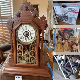 MaxSold Auction: This online auction features furniture such as a vintage cane chair, vintage stools, plant stand, folding stand and more, board games, first edition Beanie babies, toys, Wonder Woman collectibles, coffee mugs, Vanderbear collectibles, books, electronics, baby clothing, costume jewelry, small kitchen appliances, Hummels, Swarovski, Goebel, flatware, vintage emperor clock, Tony Gazelle exerciser, Sasha dolls, Steiff and much more!