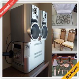 MaxSold Auction: This online auction features Whirlpool refrigerator, silverplate, sterling silver, furniture such as bar stools, shelving units, wooden chairs, Broyhill cabinet and Broyhill table, garden decor, yard tools, small kitchen appliances, framed art, lamps and much more!