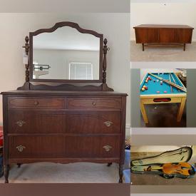 MaxSold Auction: This online auction features furniture such as file cabinets, Bumper pool table, dressers, coffee table, MCM table and more, coke trays, silverplate, Lenox, rugs, costume jewelry, clothing, Dremel, wood lathe, tools, hedgers, Beanie Babies, office supplies, frames, paper roll, candlesticks, decor and much more!