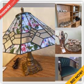 MaxSold Auction: This online auction features a Cane base table and chairs, Teak wood MCM dresser, wooden pedestal, MCM lamps, Art work, Kitchen cutlery, Silverware, chest freezer, fountain, tools, hardware items and much more!