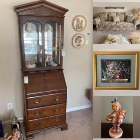 MaxSold Auction: This online auction features Hummel figurines, Belleek, Lenox, Waterford crystal, Murano glass, furniture such as cherry wood secretary, end tables, dining room chairs, dressers and recliner with stool, table lamps, framed art, area rugs, costume jewelry, power tools and much more!