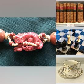 MaxSold Auction: This online auction features Lenox, leather-bound books, furniture such as high boy chest of drawers, living room couch, side tables, and mahogany bureau, lamps, oil paintings, small kitchen appliances, costume jewelry and much more!