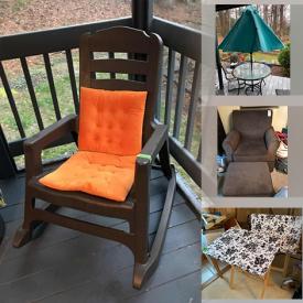 MaxSold Auction: This online auction features tables, chairs, sofa, anti-gravity chairs, patio furniture, holiday decor, kitchen wear, grill, firepit, desk, office chair, dressers, hammock, Cricut, Refrigerator, camping gear, records, linens, tools much more!