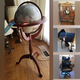 MaxSold Auction: This online auction features furniture such as a rolltop desk, nightstands, cabinets, tables, side tables, console table, sofa and more, standing globe, wall decor, TVs, electronics, records, Lenox china, kitchenware, small kitchen appliances, glassware, books, outdoor BBQ and much more!