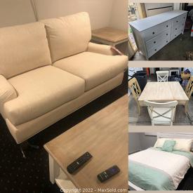 MaxSold Auction: This online auction features Dining Room Table & Chairs, TV Stand, Dresser, Headboard, End Tables and much more!