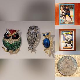 MaxSold Auction: This online auction features Patrick Roy Hockey Card, Two Mario Lemieux Hockey Cards, Marcasite Dragonfly Brooch, Vintage Rhinestone Brooch, Polished Agate, Wall Tapestries and much more.