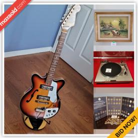 MaxSold Auction: This online auction features musical instruments, vintage toys, vintage military magazines, vintage board games, framed oil paintings, Sony turntable, vintage vinyl records and much more!