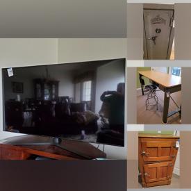 MaxSold Auction: This online auction features 65” Samsung TV, furniture such as cherry cabinets, vintage maple chair, Kobalt work table with seat, vintage ice box, brown leather chair, and wood armoire, exercise equipment, cameras, pottery, glassware, lamps and much more!