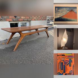 MaxSold Auction: This online auction features Murano glass, furniture such as MCM teak dining chairs, MCM walnut dining table, Boho club chair and bistro set, woodblock prints, original paintings, lamps and much more!