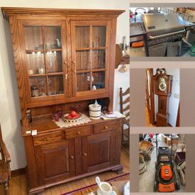 MaxSold Auction: This online auction features a Entertainment China cabinet, roll top desk, Drop leaf table with chairs, J & G Meakin Dinnerware, portable air conditioner, Honda car lights, snow blower, garden tiller and much more!