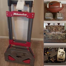 MaxSold Auction: This online auction features exercising equipment such as a Magroller Bicycle Trainer and Dumbbells. It includes electronics such as a Canon printer, Electric Sharpener, Speaker, Keyboard and Mouse. Also includes a Couch and Love Seat and much more!