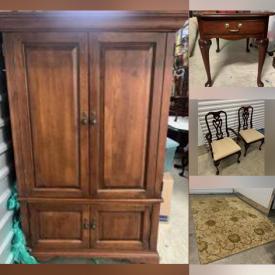 MaxSold Auction: This online auction features furniture such as dining table and chairs, cabinet, coffee table and rugs and more!