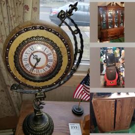 MaxSold Auction: This online auction features Curio Cabinets, dining table and chairs, Radio Record Player, glassware, China set, Nascar collectibles, wall art, figurines, foot massager, saw table, hardware items, tools and much more!