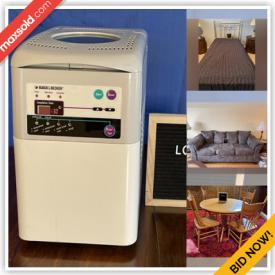 MaxSold Auction: This online auction features Glass, wood Coffee Table, Comforter, Twin Bedroom Set, couch, Night Stand, lamp, vase, Crystal Collection, vintage, china, DVD collections, clock, chairs, rocker, drawer, DVD player, dresser, candles holders, vacuum, kitchen items and much more!
