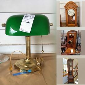 MaxSold Auction: This online auction features Glass Bowls, Lamp, Wine Glasses, Music Box figurine, Tea Set, China, Clocks, Figurines, Decorative Wagon, Serving Dishes, Books, Chair, Record Player, stool, Suitcase, Stoneware, wash bines and much more!