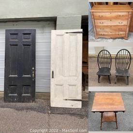 MaxSold Auction: Auction consists of a single lot, with many pieces of furniture and hardware.


This online auction features furniture such as wooden chairs, wooden hutch, ottomans, dressers and much more!