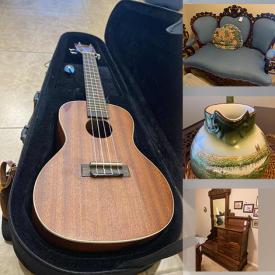 MaxSold Auction: This online auction features Occasional chair, leather sofa, fine bone china, Wedgwood and Limoges, Crystal Stemware, Royal Lace Depression Glass, wall clock, costume jewelry, Projector And Artograph Stand, cleaning and laundry supplies, portable appliances and much more!