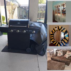 MaxSold Auction: This online auction features a Wood dining room table with one leaf, patio loveseat, gaming chair, glass display unit, Led Light Aquarium, Metal wall art, Relaxer Massaging Chair Pad, fishing tools and much more!