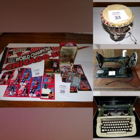 MaxSold Auction: This online auction features curio display tables, Adirondack chair ottomans, pins, Royal manual typewriter, Singer sewing machine, art, nutcrackers, serving set and much more!