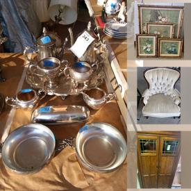 MaxSold Auction: This online auction features Lenox china, silver plate, baseball memorabilia, Blue Ridge pottery, Disney collectibles, furniture such as Queen Anne style chairs, and hide a desk cabinet, lamps, framed wall art, vinyl records and much more!