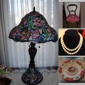 MaxSold Auction: This online auction features crystal ware, vintage china, silver plate, furniture such as antique chairs, and vintage wing chair, pottery, books, kitchenware, lamps, framed wall art and much more!