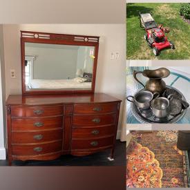 MaxSold Auction: This online auction features furniture such as a bedframe, nightstand, futon, table and chair, shelving units, antique dresser, metal cabinets, wood cabinets, dining tables, Windsor chairs and more, Craftsman lawnmower, lawn tools, rugs, books, vintage sheet music, boxes, kitchenware, vintage glass, projector, wash basin, games, DVDs, HO vintage trains, fitness equipment, Columbia bike and much more!