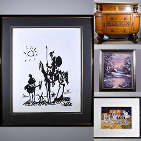 MaxSold Auction: This online auction features Disney Black Diamond Classics, original artwork with COA, 19th century tiger oak buffet, gaming chair, home decor and much more!