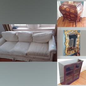 MaxSold Auction: This online auction features Bookcase, Couch, Cabinet, Brass Candelabra, Glassware, Mirror, Table, Brass Lamp, Faux Flowers, Painting, Vases, Chandelier, Typewriter, copper, clocks, Monitor, Kitchenware, Utensils, Ironing Board, Settee, Bench and much more!