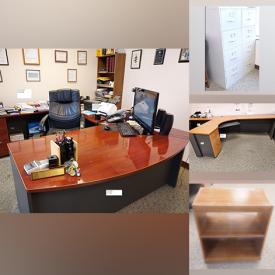 MaxSold Auction: This online auction features Desk/drawer combo, Office leather chair, Office desk combo, Small desk, File Cabins and much more!