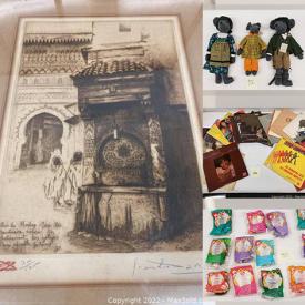 MaxSold Auction: This online auction features Vintage Asian Woodblock, Oil Paintings, Etching Prints, Vintage Watercolors, LPs, Collectible Stuffed Animals, NIP McDonalds Happy Meal Toys, Vintage Limoges, Area Rugs, Vintage Books, Russian Nesting Dolls, Art Glass, Depression Glass and much more!
