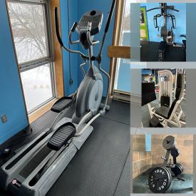 MaxSold Auction: This online auction features gym equipment such as a stair stepper, elliptical, bicep curl, workout bench, leg press machine, stepper, seated elliptical bike, weights, weight plates, medicine balls and much more!