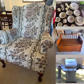 MaxSold Auction: This online auction features dressers, wall art, tables, chairs, Porcelain China, Curio Cabinet, sofa, love seat, grill much more!