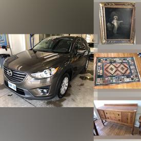 MaxSold Auction: This online auction features Mazda CX-5, Area Rugs, Studio Pottery, DVDs, Patio Furniture, Pine Chest, Model Ships, TV, Stereo Components, Power & Hand Tools, Golf Clubs, Office Electronics, Portable AC, Watches and much more!