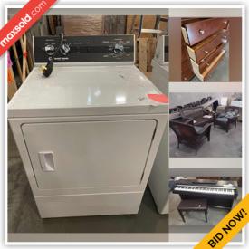 MaxSold Auction: This online auction features various items such carpets, log boards, Xbox game, benches, bronze, footed tray, venice prints, oriental prints, flowers and mirror, curtain rods, golf clubs and bags, drawer cabinets, sofa, bookshelf, headboards, footboards, tv, chairs, crates, keyboards, exercise bikes, sport rack, footlockers, inks, nightstand, beds, glass art, shredder machine, table frames, rocking horse, lamps, accessories, stools, wall art, speakers, chandler, bike, bins, bookcases, shelves, washing and drying machines, sofa, dresser, piano and much more.
