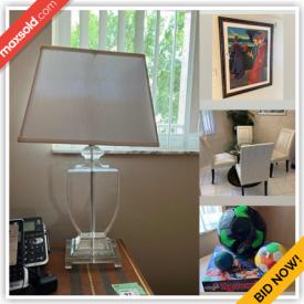 MaxSold Auction: This online auction features an entertainment center, nesting tables, Lazy boy recliner, buffet, Wall Art, cordless phones, lamps, glassware, Cotillion China, cleaning products and much more!