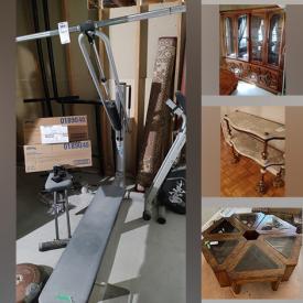 MaxSold Auction: This online auction features furniture such as a coffee table, sofa, chairs, octagon card table, nightstands, dresser, armoire, stone bench, bedframe, bookcases, china cabinet and more, mirror, statuette, prints, lamps, weight bench, flatware, planters and much more!