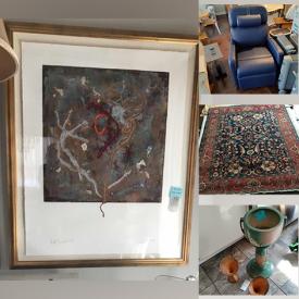 MaxSold Auction: This online auction features Brandon Graving serigraphs, patio furniture, sectional couch, art pottery, oriental area rugs, metal wind mobile, art glass, office supplies, computer accessories, sleeper sofa, fitness equipment, TVs, small kitchen appliances, lift recliner and much more!