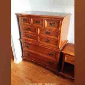 MaxSold Auction: This online auction features furniture, coats, collectibles, kitchenware, decor, artworks and  electronics such as Gibbard solid cherry chest, dresser, Knechtel tea wagon, wing chair and ottoman, sofa and much more!