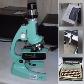 MaxSold Auction: This online auction features sewing machines, microscope, Tasco telescope, receivers, cameras, tins, keyboards, tripods, tools, toys, Xbox, Wii, silverplated trays, typewriters, Razor scooter and much more!