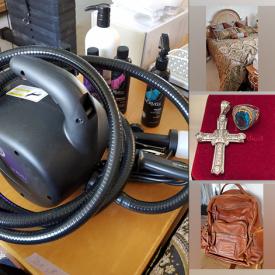 MaxSold Auction: This online auction features a Norvell spray tan machine, lamps, LED lights, Rawling backpack, bags, clothing, walking stick, watches, jewelry, books, iron, furniture such as an armoire, side tables, dresser, bedframe and much more!