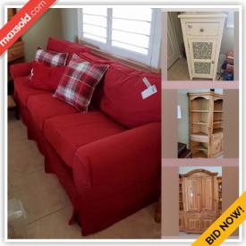 MaxSold Auction: This online auction features furniture such as cabinet, Buffet, Dining Room Table, Dining Chairs, Curio Cabinet, Dish Set, Mixed Glass, Cups, Dishes, Kitchenware, Décor, Nesting Table, Corner Shelf, TV Entertainment Unit, Footstool, Coffee Table, Table Lamp, Wall Mirror, Candleholders, Cabinet, Secretary Desk and much more!