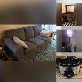 MaxSold Auction: This online auction features small kitchen appliances, furniture such as IKEA sofa, fold-up desk, and IKEA side tables, USB lamp, Google Nest and much more!