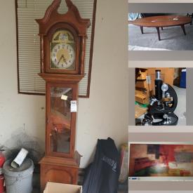 MaxSold Auction: This online auction features furniture such as tables, secretary desk, comfort chair, electric scooter, vintage dresser, MCM coffee tables, wooden hutch, sectional couch and more, wall art, cameras, Lenox, servingware, Pyrex, SitnCycle exercise bike, Christmas decor, vintage microscopes and much more!