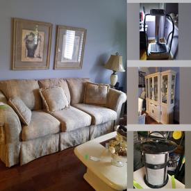 MaxSold Auction: This online auction features furniture such as end tables, sofa, china cabinet, humidor, massage chair and love seat. Also includes electronics such as Bluetooth speakers, light fixtures, fans, speaker and deep fryer. It also includes a computer and speaker, magazine rack and much more!