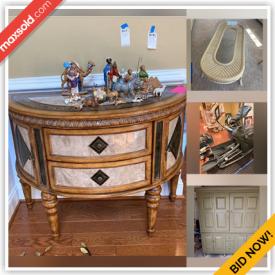 MaxSold Auction: This online auction features furniture such as vintage tables, chest of drawers, chairs, entertainment center, patio table set, sleeper sofa, bench, demilune table, office furniture and more, wall art, Wedgwood, kitchenware, glassware, lamps, abdominal cruncher, Octane Fitness elliptical, electronics and much more!