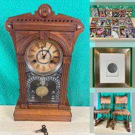 MaxSold Auction: This online auction features vintage hardcovers, Avengers comics, wood Dutch clogs, Shillers German Decorator Book Set, antique gingerbread clock, vintage flatware, Blue Mountain pottery, antique slate clock, wrenches, ceramics, JKW Fine Porcelain Germany Plates, antique chairs, Bill Reid framed print and much more!