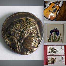 MaxSold Auction: This online auction includes original paintings, ancient coins, sports trading cards, Degas guitar, glassware, first issue stamps and more!