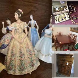 MaxSold Auction: This online auction features Royal Doulton, Limoges, furniture such as vintage cabinet, sofa, recliner, wooden dining table, highboy dresser and curio cabinets, holiday decor, home decor, DVDs, Frigidaire refrigerator, dishware, costume jewelry, books and much more!